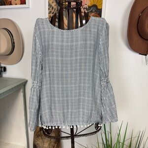 Aeropostale Navy and White Striped Blouse